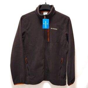 Columbia Mens Fleece Full Zip Size L Shark Grey & Orange Regular Fit 1636637 NEW